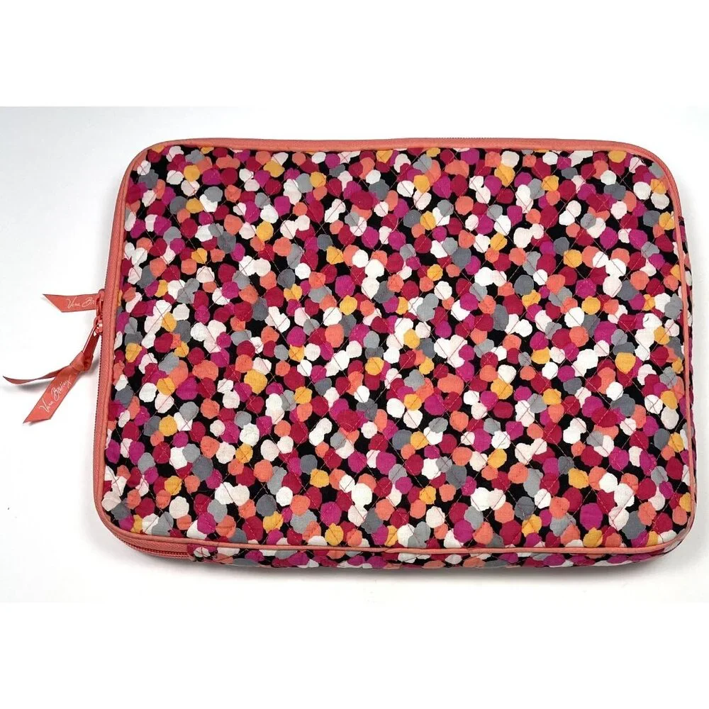 VERA BRADLEY Pink Pixie Confetti Quilted LAPTOP SLEEVE Case Bag 14